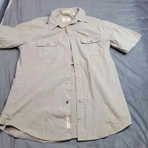 Life Khaki Mens Slim Fit Brown Plaid Short Sleeve Button-Down Shirt Size Medium‎